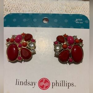 Lindsay Phillips Interchangeable Shoe Snaps / Red and Coral Gems